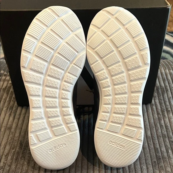 adidas Women’s Black Mesh Athletic Sneakers with Gray Stripes - Picture 5 of 7